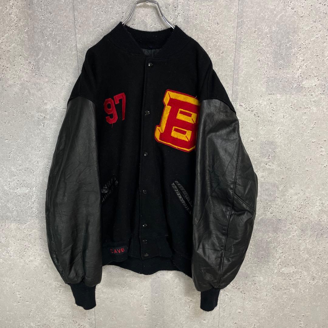 DeLong デロング　ウールスタジアムジャンパー　フェイクレザー　ブルゾン3X