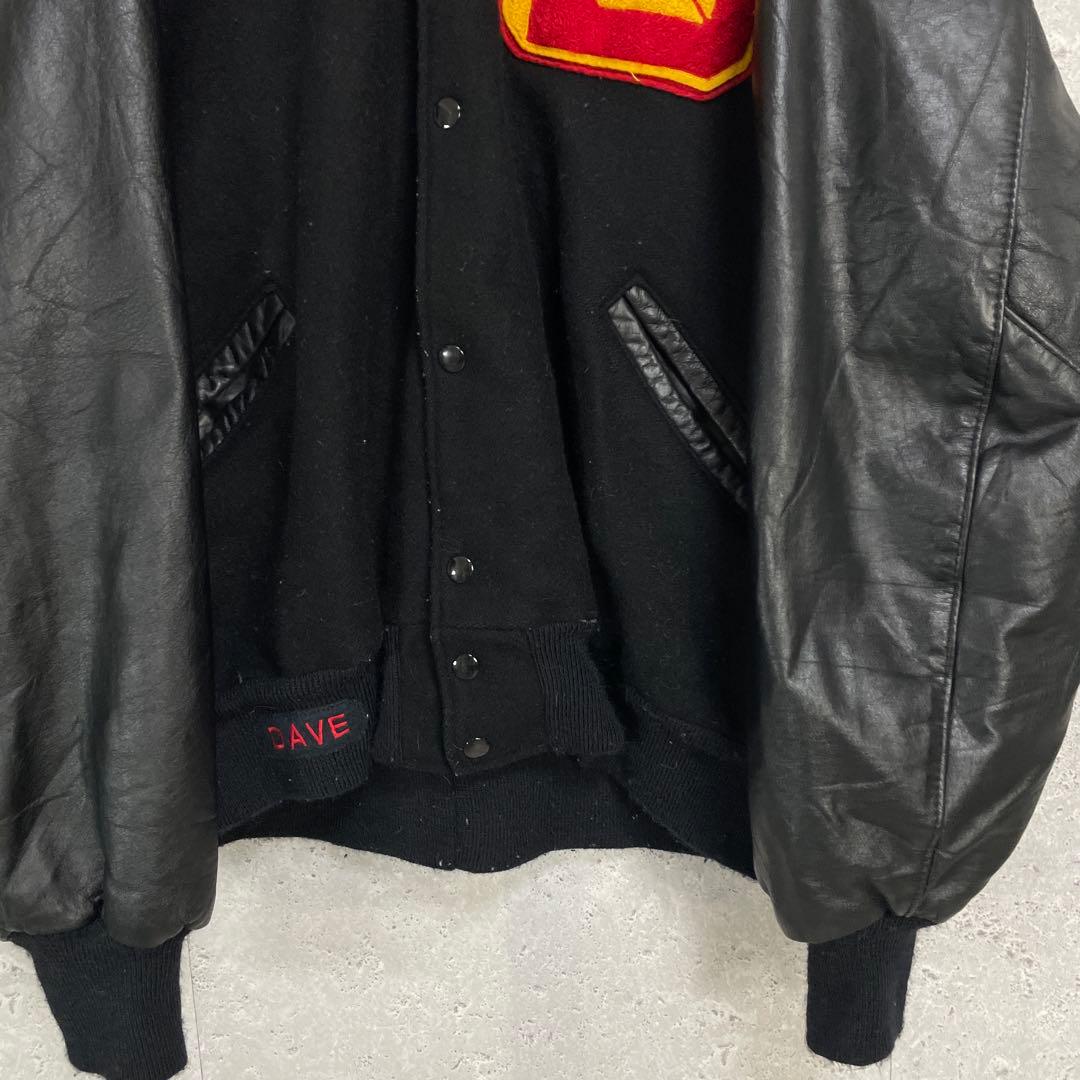 DeLong デロング　ウールスタジアムジャンパー　フェイクレザー　ブルゾン3X