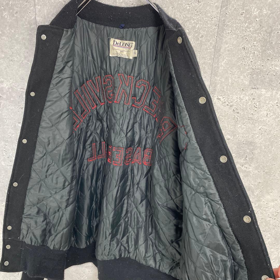 DeLong デロング　ウールスタジアムジャンパー　フェイクレザー　ブルゾン3X