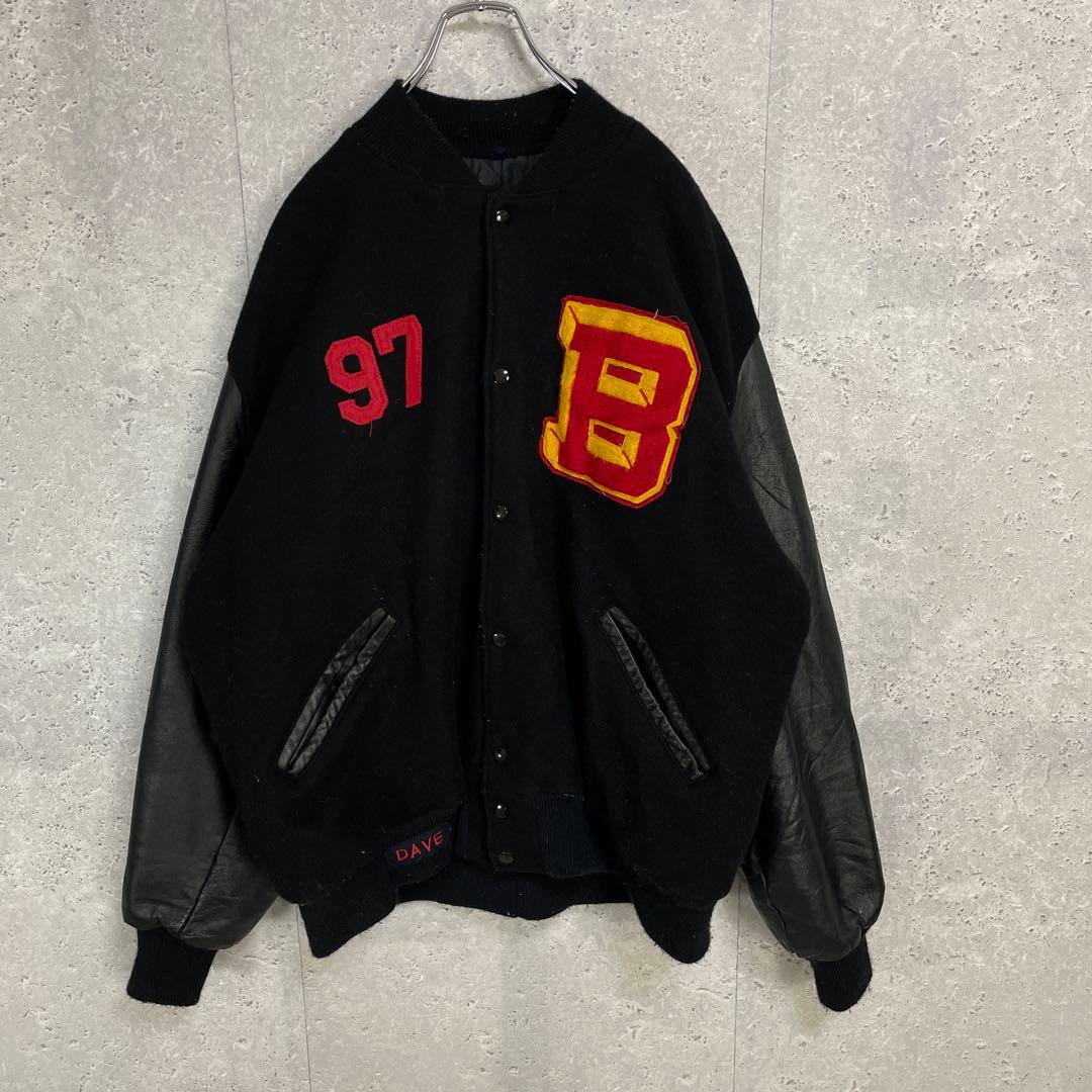 DeLong デロング　ウールスタジアムジャンパー　フェイクレザー　ブルゾン3X