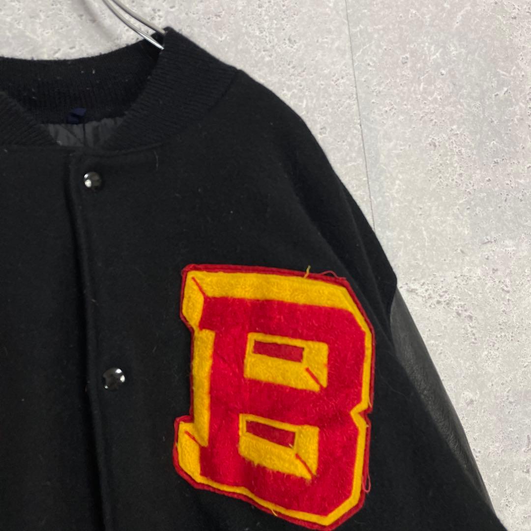 DeLong デロング　ウールスタジアムジャンパー　フェイクレザー　ブルゾン3X