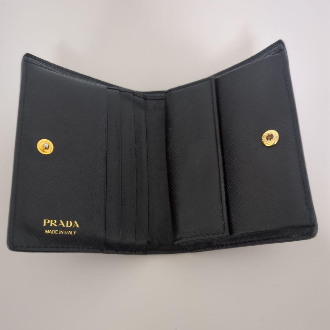 PRADA プラダ　サフィアーノ　オールブラック　二つ折り財布