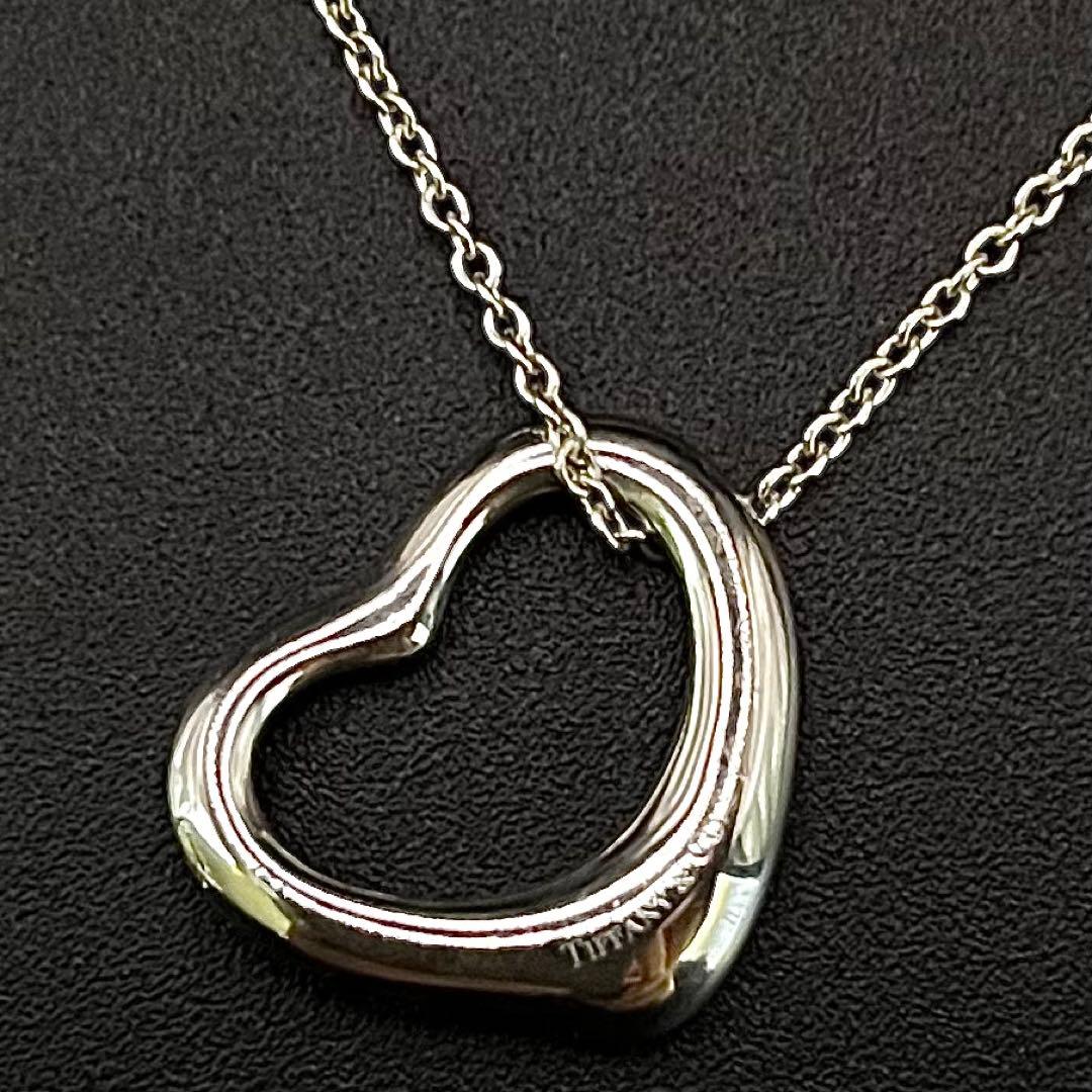 美品 ティファニー オープンハート ネックレス Lサイズ 2.2cm スペイン製