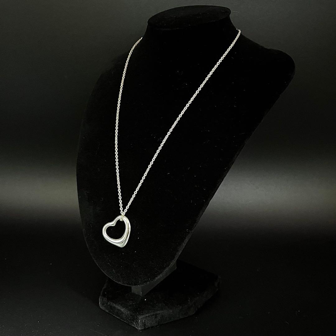 美品 ティファニー オープンハート ネックレス Lサイズ 2.2cm スペイン製