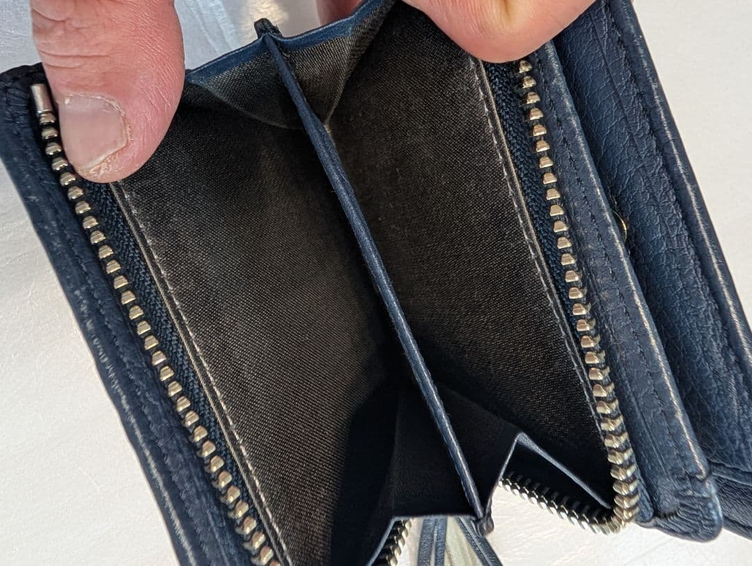 土屋鞄製作所 折り財布　本革　インクブルー