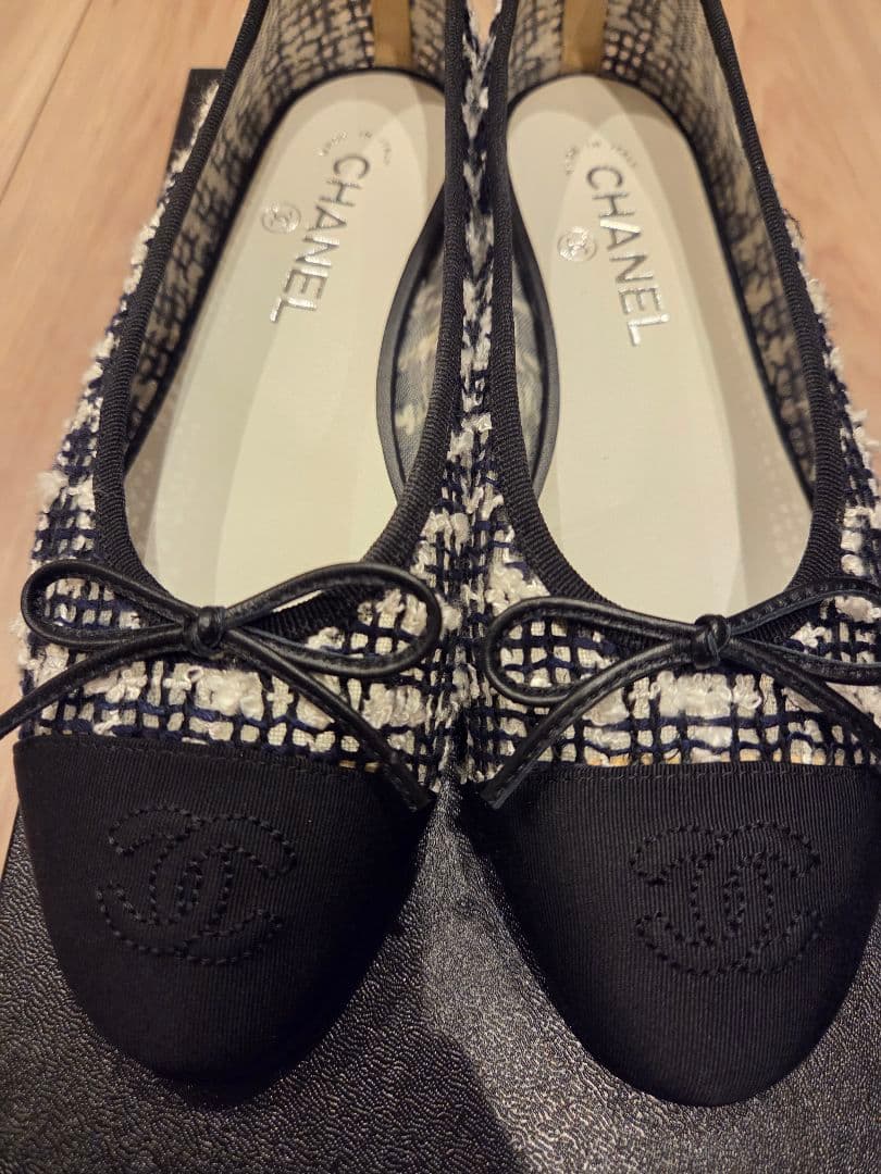 CHANEL ツイード フラットシューズ