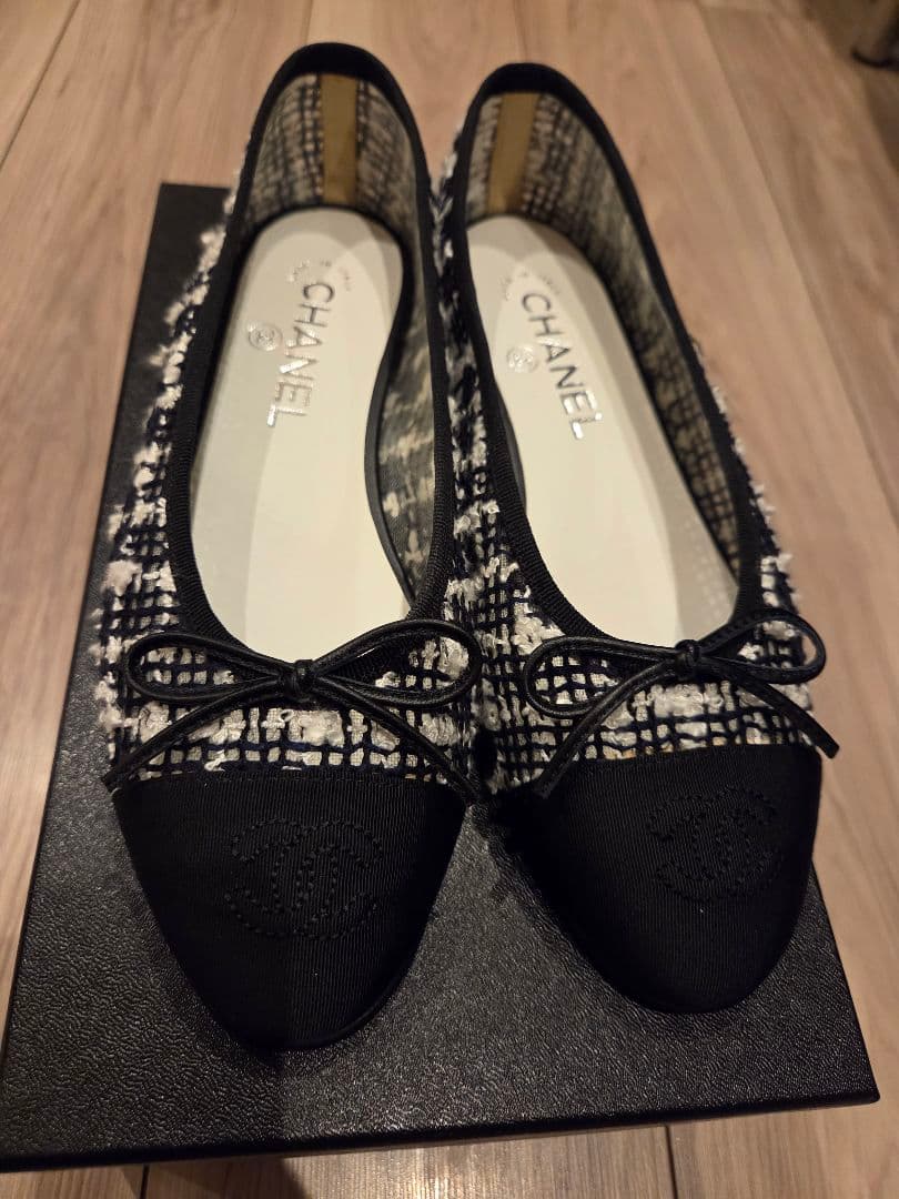 CHANEL ツイード フラットシューズ