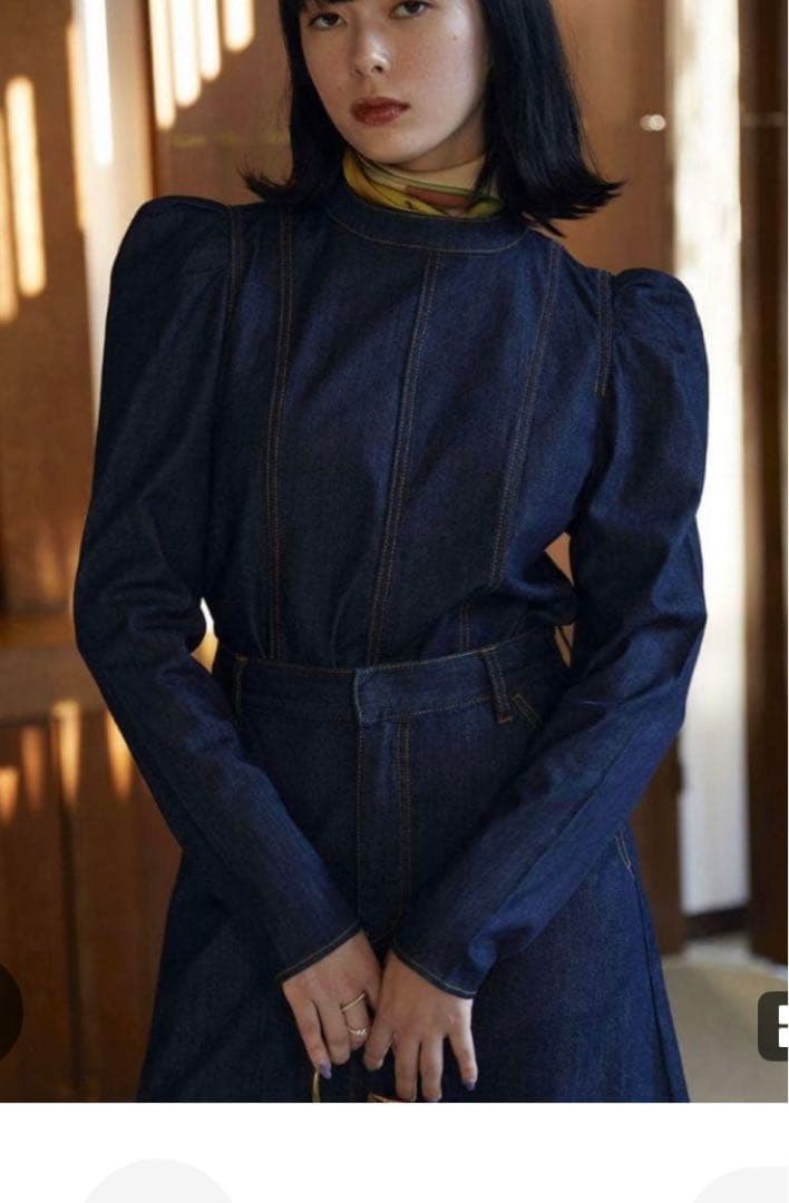 Ameriアメリ POWER SHOULDER DENIM SET UP