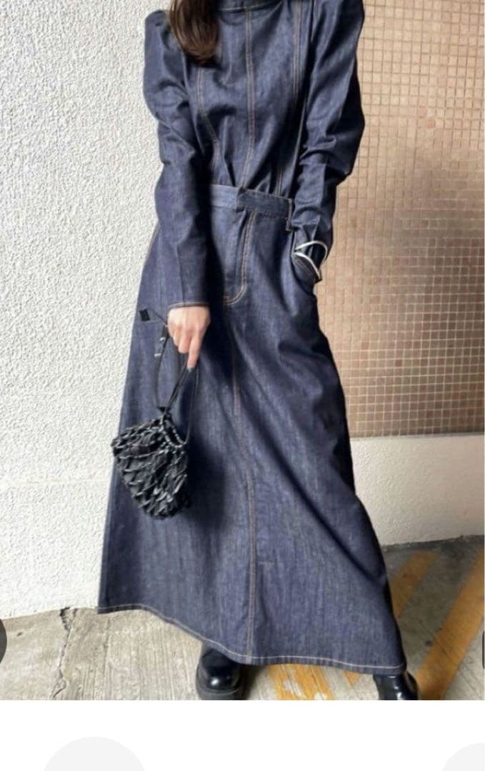 Ameriアメリ POWER SHOULDER DENIM SET UP