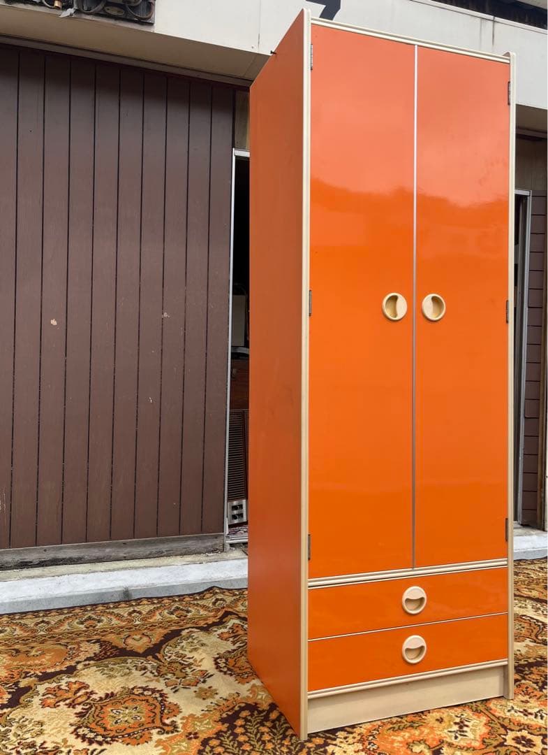 オレンジ クローゼット 昭和レトロ レトロポップ インテリア 当時物 収納