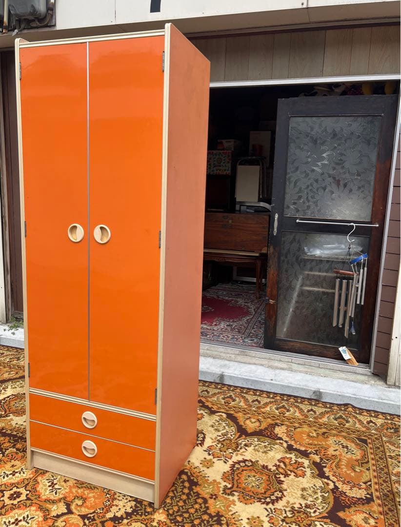 オレンジ クローゼット 昭和レトロ レトロポップ インテリア 当時物 収納