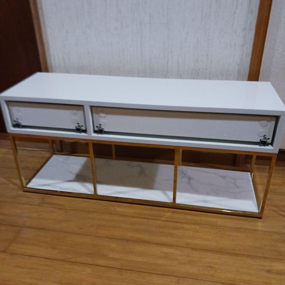 T1265☆美品☆フランフラン　レーヌ　TV台　ゴールドフレーム　大理石調