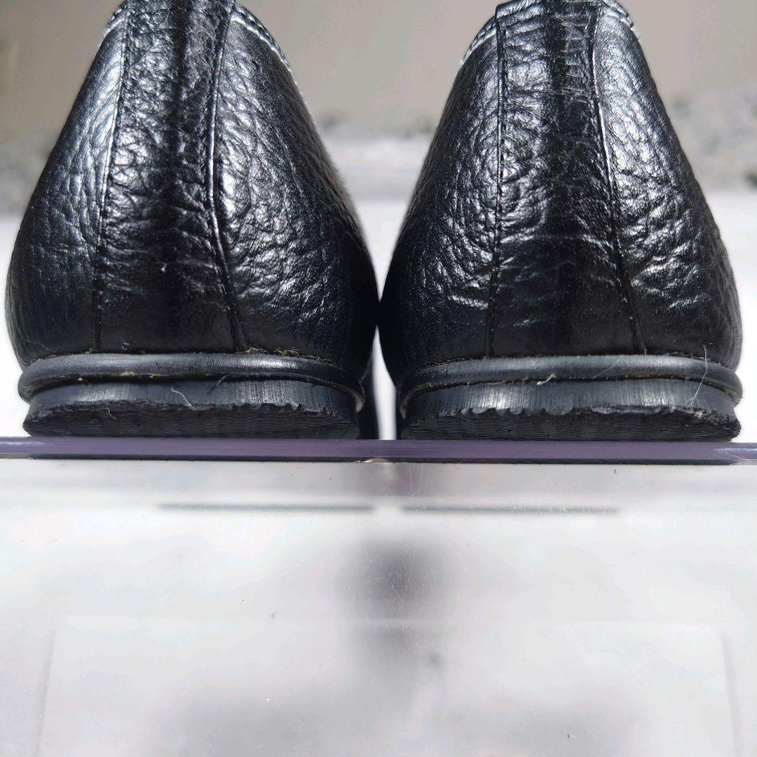 人気希少デザイン 未使用級 MIHAMA【23.5】リボン フラットシューズ 黒