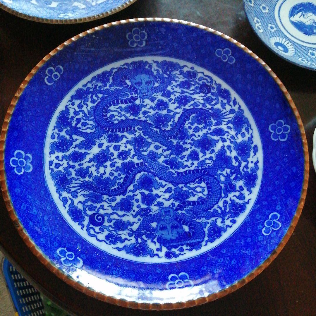 伊万里　染付大皿3枚まとめ売り　30.5～39cm　明治～大正期