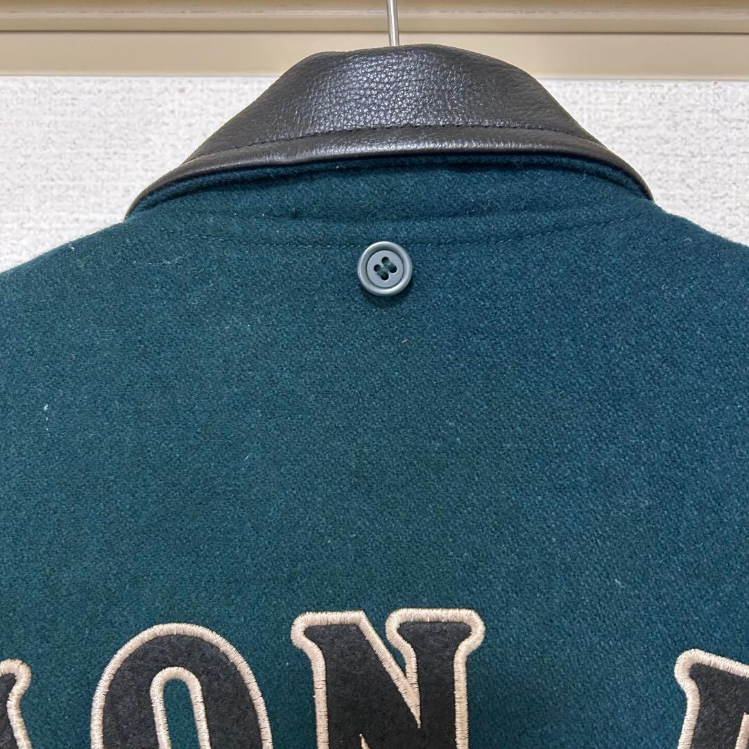 【kanaka】ユニオンベイ【L】スタジャン バックロゴ レザー切替え　革