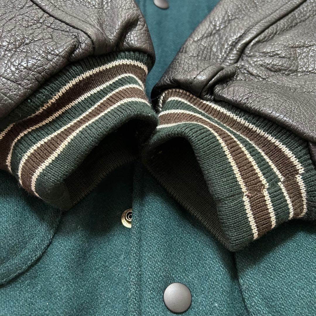 【kanaka】ユニオンベイ【L】スタジャン バックロゴ レザー切替え　革