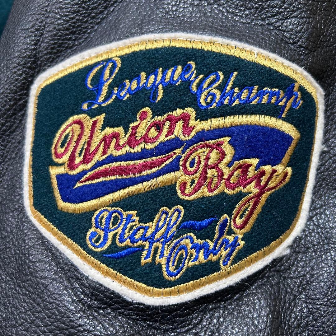 【kanaka】ユニオンベイ【L】スタジャン バックロゴ レザー切替え　革