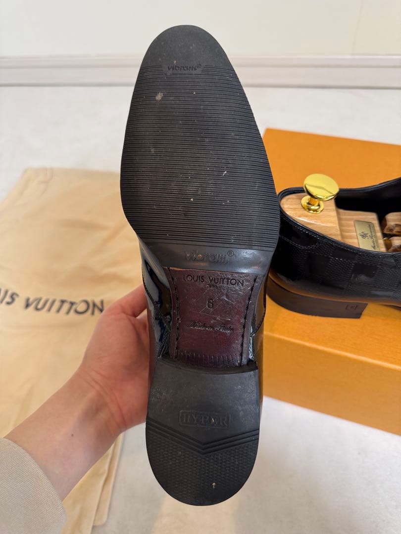 LOUIS VUITTON ダミエ 革靴 エナメルシューズ 裏張り済み