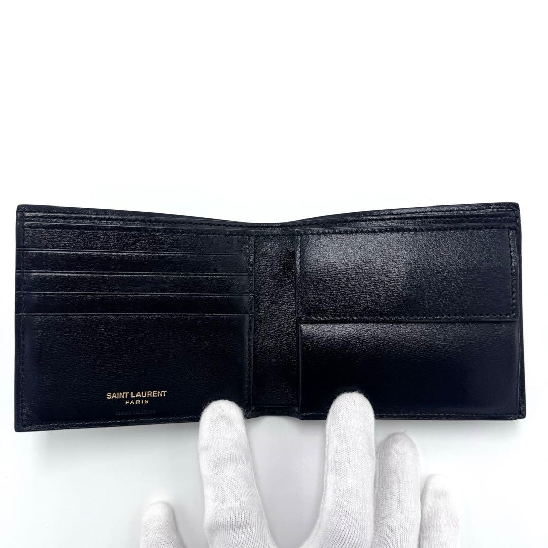 【超美品】サンローラン 二つ折り財布 小銭入れ付 YSL 610193 ブラック