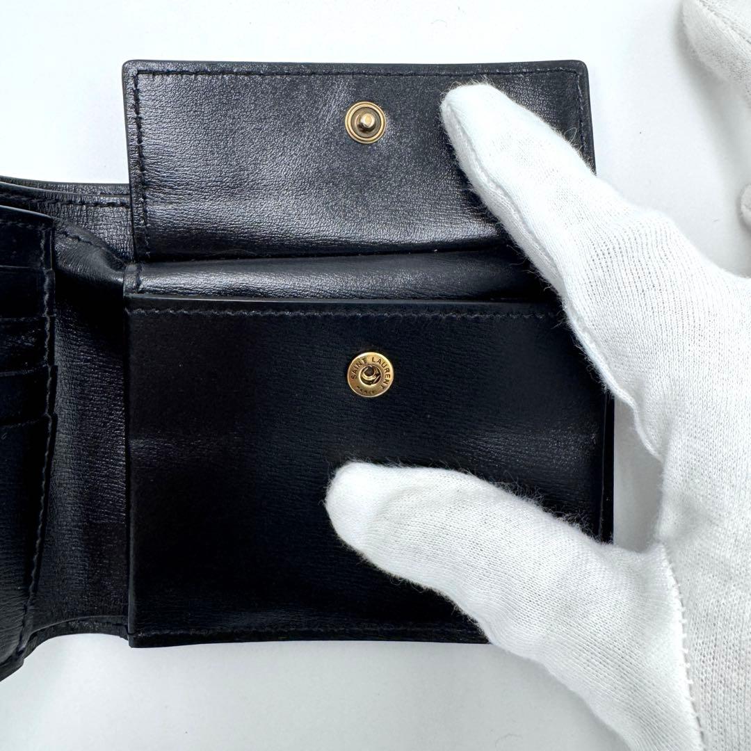 【超美品】サンローラン 二つ折り財布 小銭入れ付 YSL 610193 ブラック