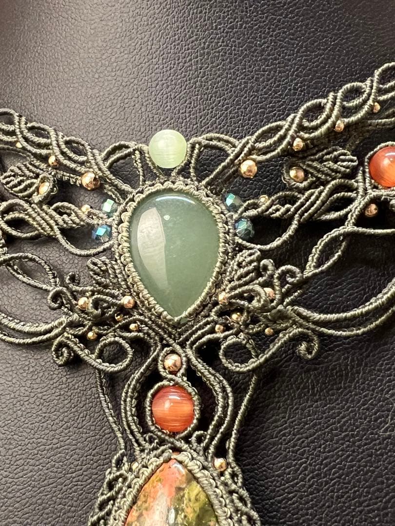 【handmade_Luna】マクラメ× アベンチュリン ユナカイト ネックレス