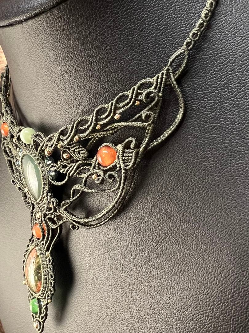 【handmade_Luna】マクラメ× アベンチュリン ユナカイト ネックレス