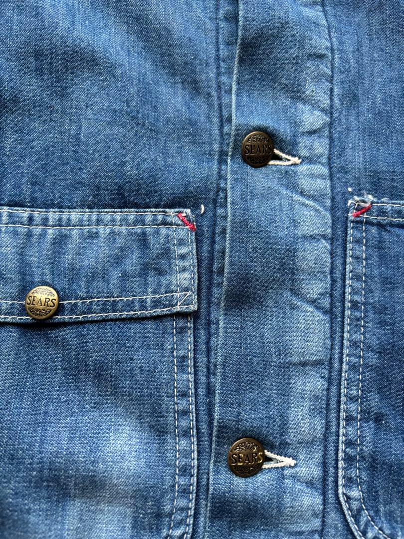 70s Sears デニムカバーオール 裏地ブランケット　ヴィンテージ　Mサイズ