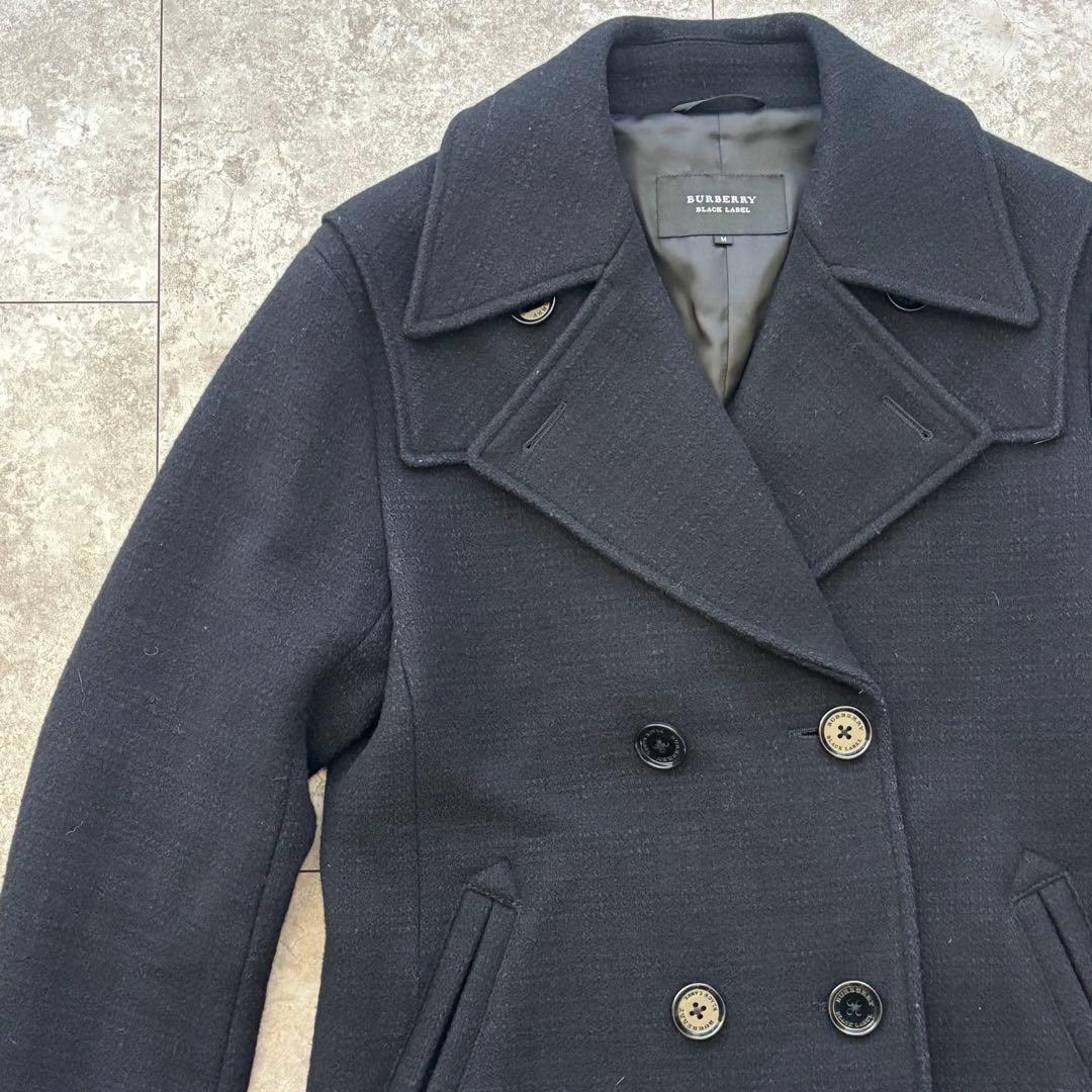【美品】BURBERRY BLACK LABEL ピーコート ネイビー ウール