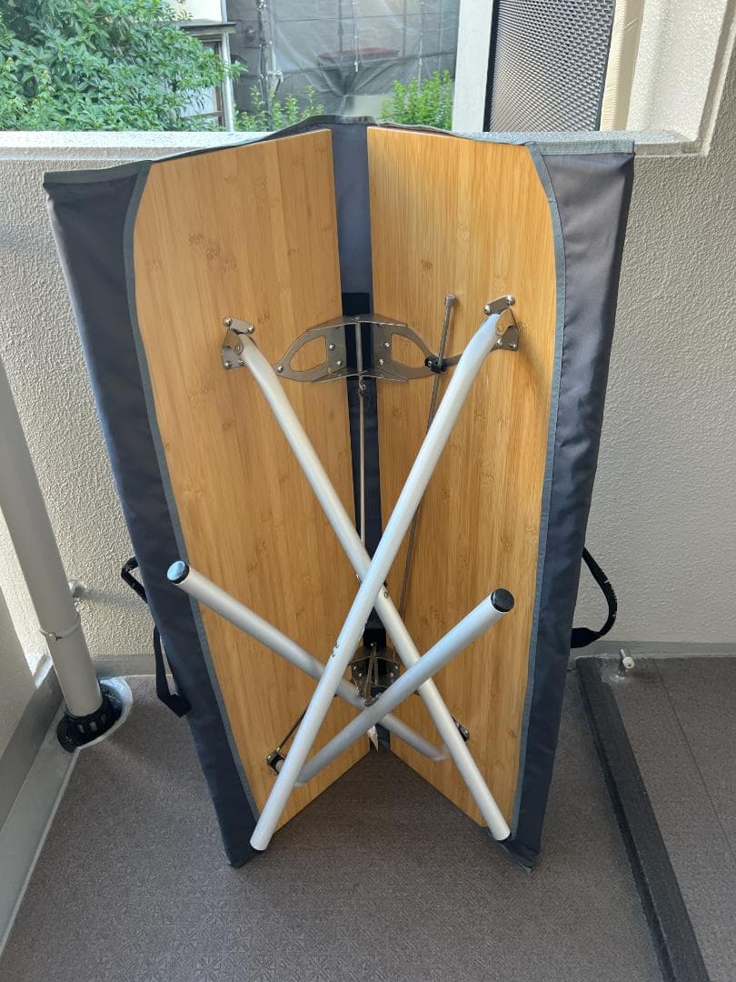 （美品）ワンアクションテーブルロング竹 　LV-015TR