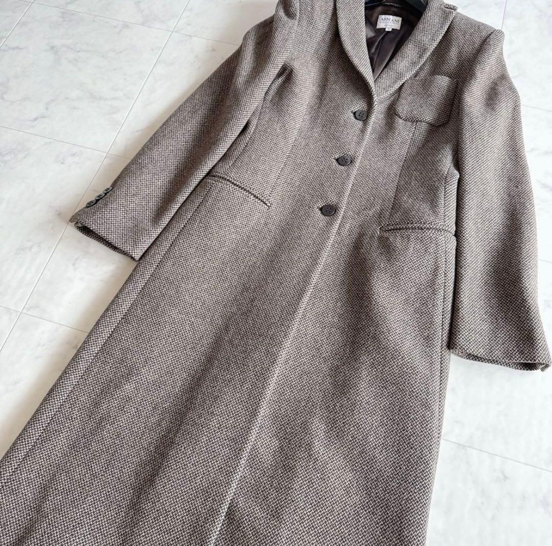 美品✨アルマーニコレッツォーニ 高級ツイードコート ロング丈 38 イタリア製