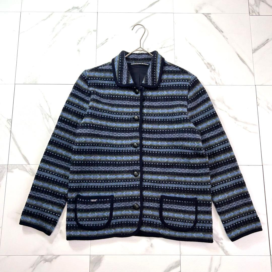 美品✨マドモアゼルノンノン ウールカーディガン ジャケット Lサイズ ネイビー