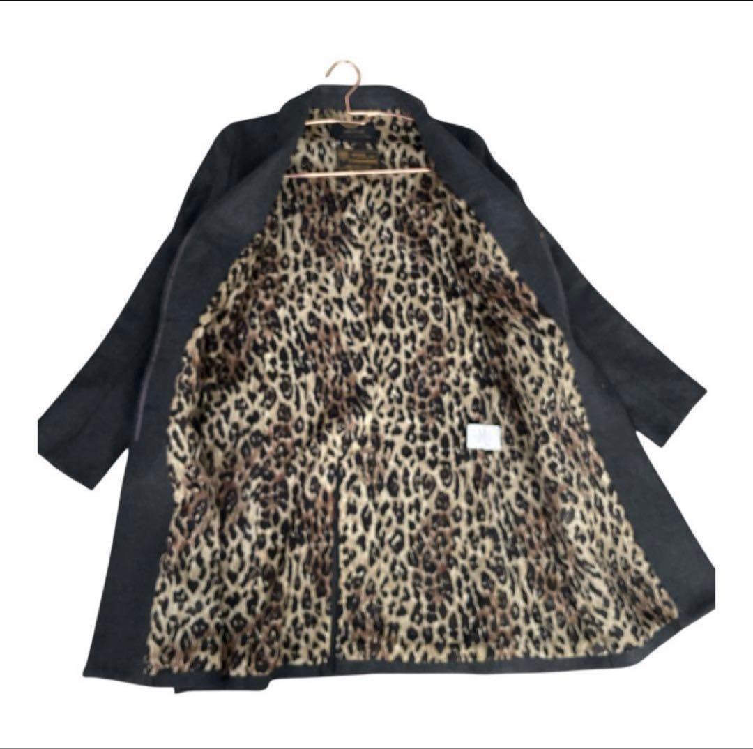 美品　マカフィー チェスターロングコート ウール　カシミヤ　シルク混　豹柄　M