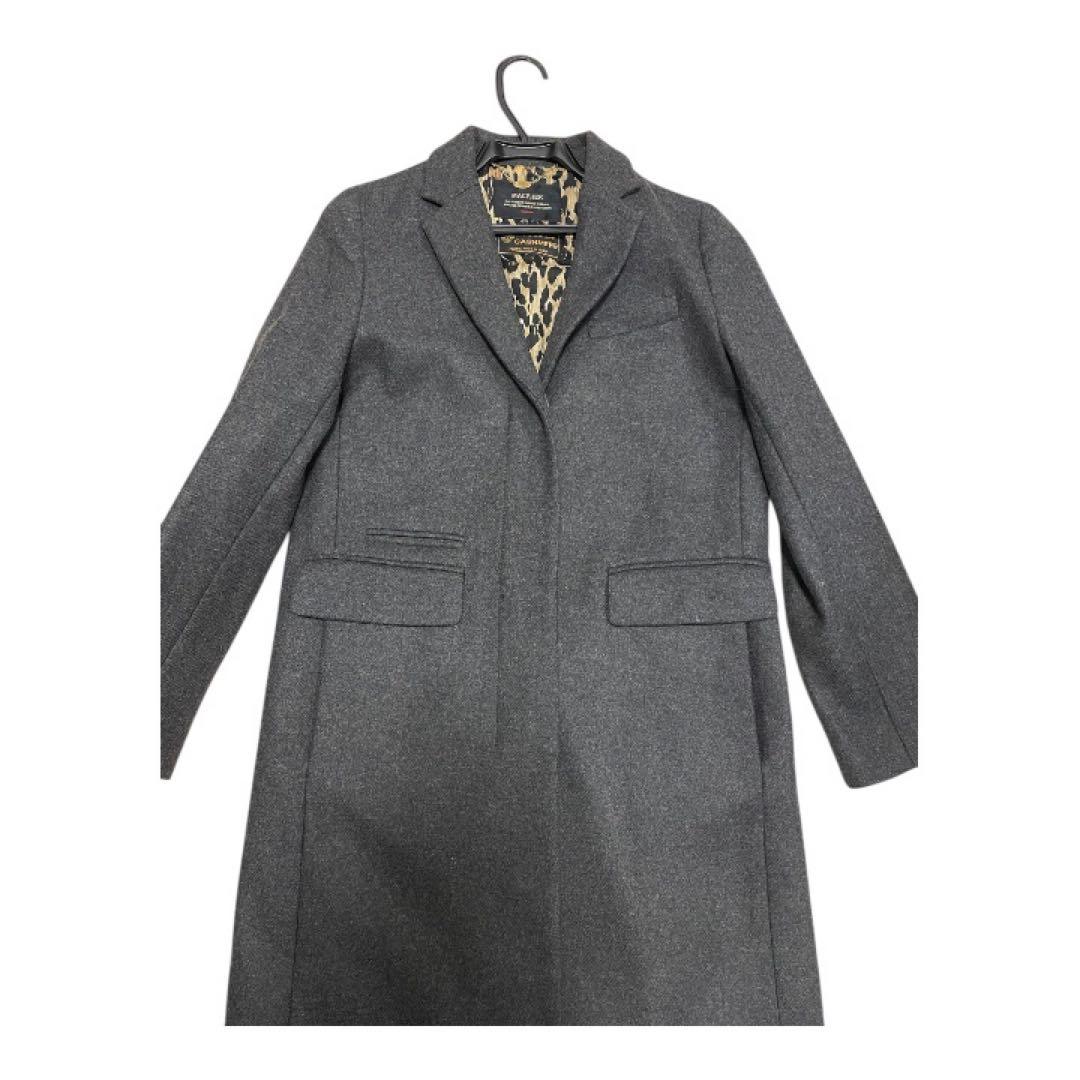 美品　マカフィー チェスターロングコート ウール　カシミヤ　シルク混　豹柄　M