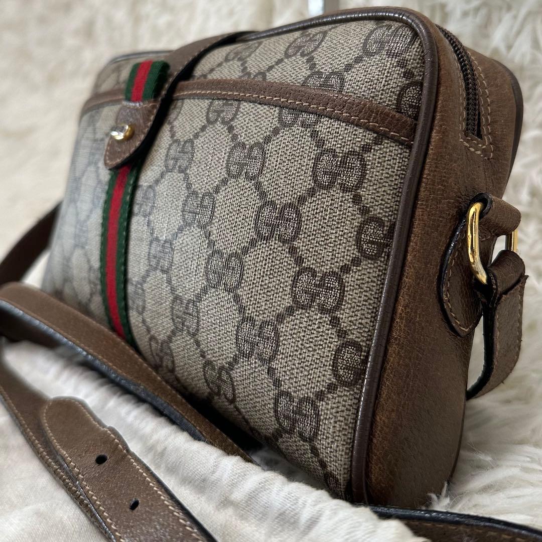 希少 紙タグ 袋付 グッチ GG 金具 レザー ショルダーバッグ シェリーライン