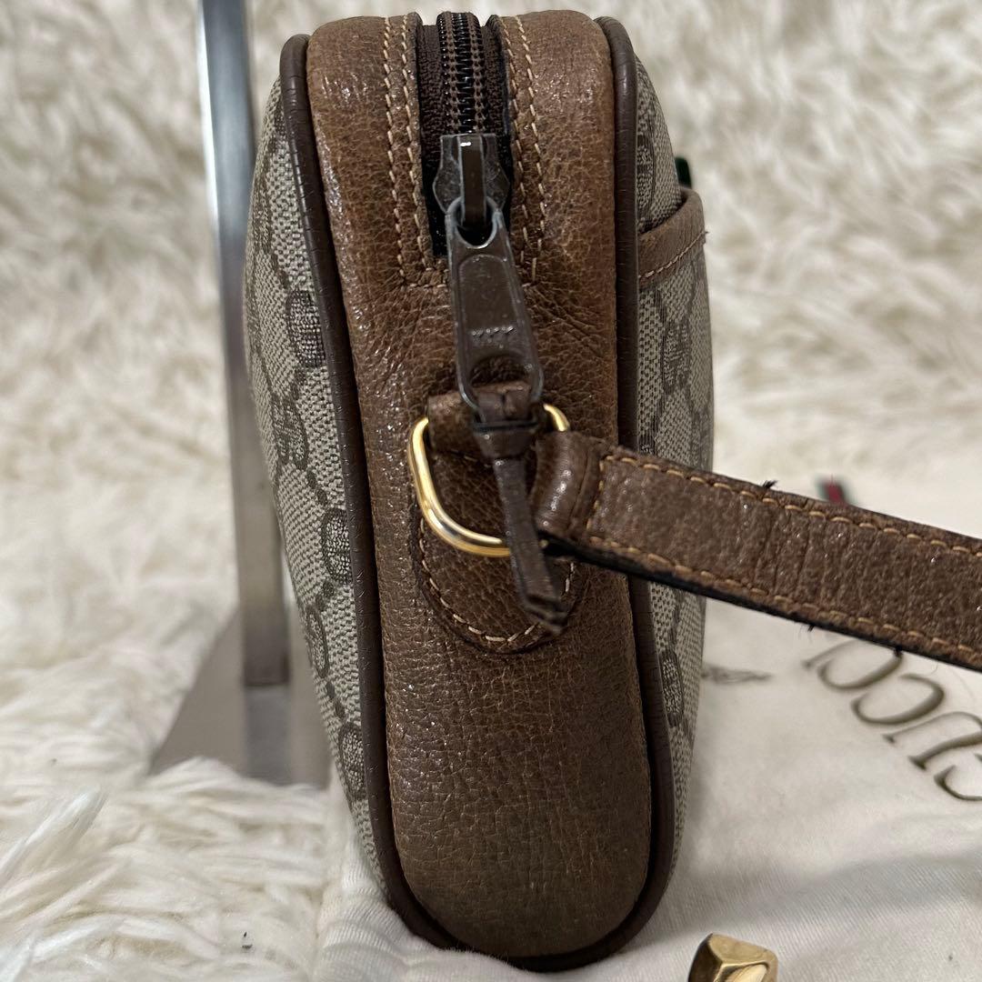 希少 紙タグ 袋付 グッチ GG 金具 レザー ショルダーバッグ シェリーライン