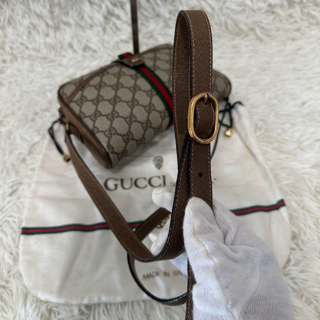 希少 紙タグ 袋付 グッチ GG 金具 レザー ショルダーバッグ シェリーライン