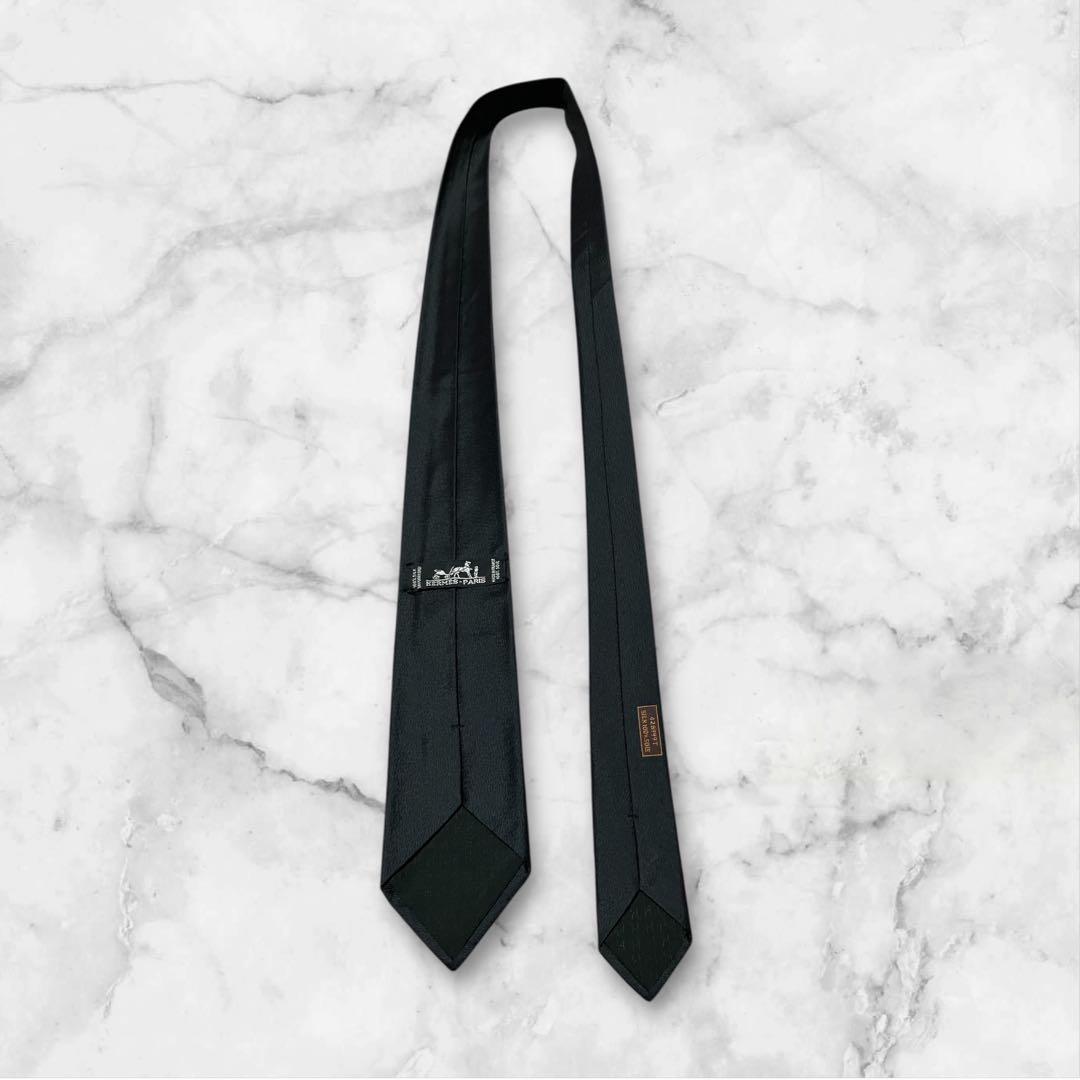 【箱付き】HERMES エルメス　ネクタイ　黒　刺繍　ホース　馬