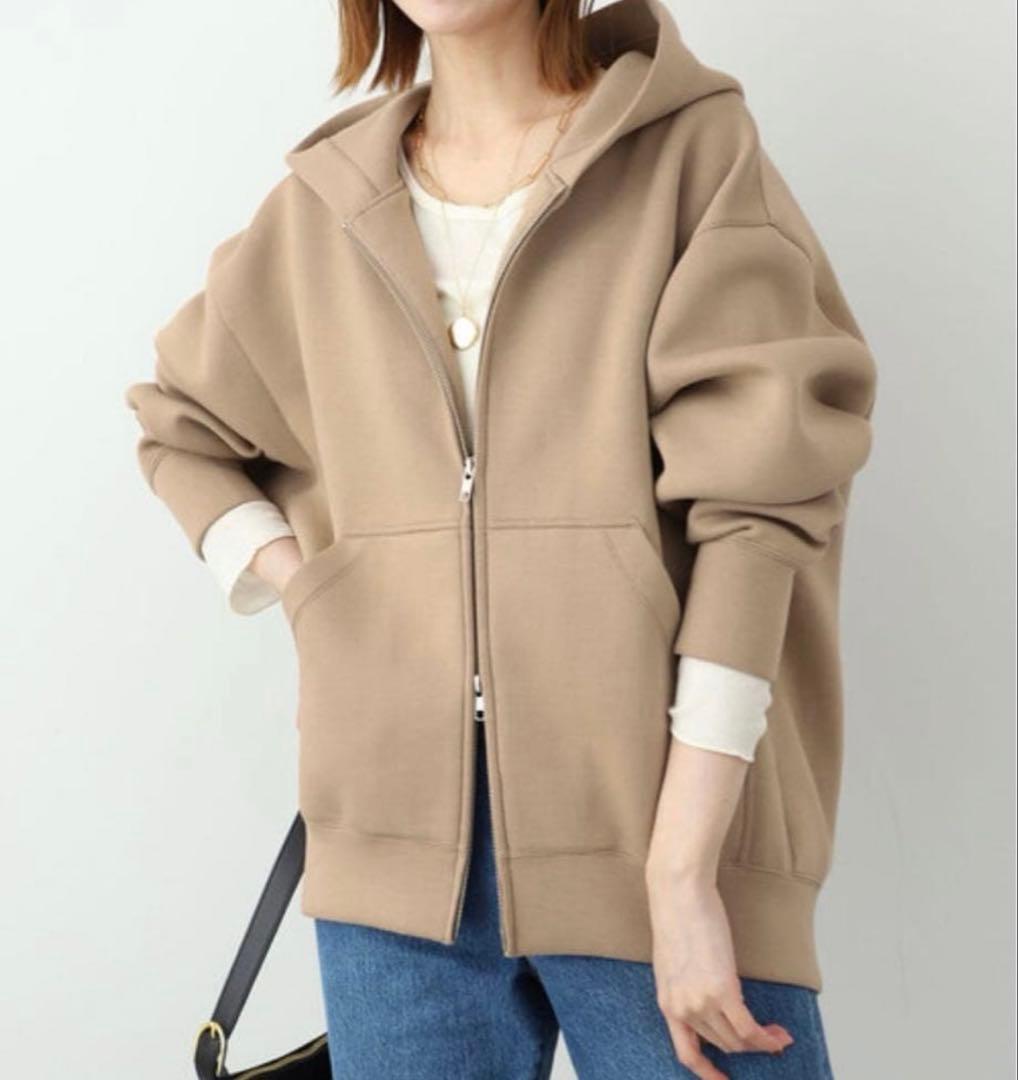 新品タグ付き スローブイエナ ボリュームジップアップ フーディ キャメル2024