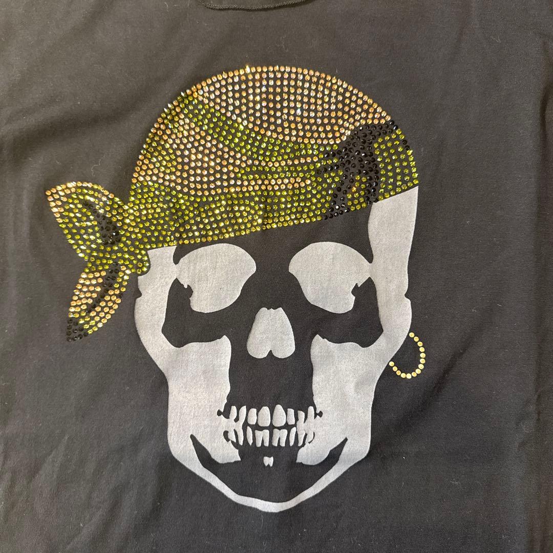 ルシアンペラフィネ 迷彩バンダナスカル スワロ クリスタル ロングTシャツM美品