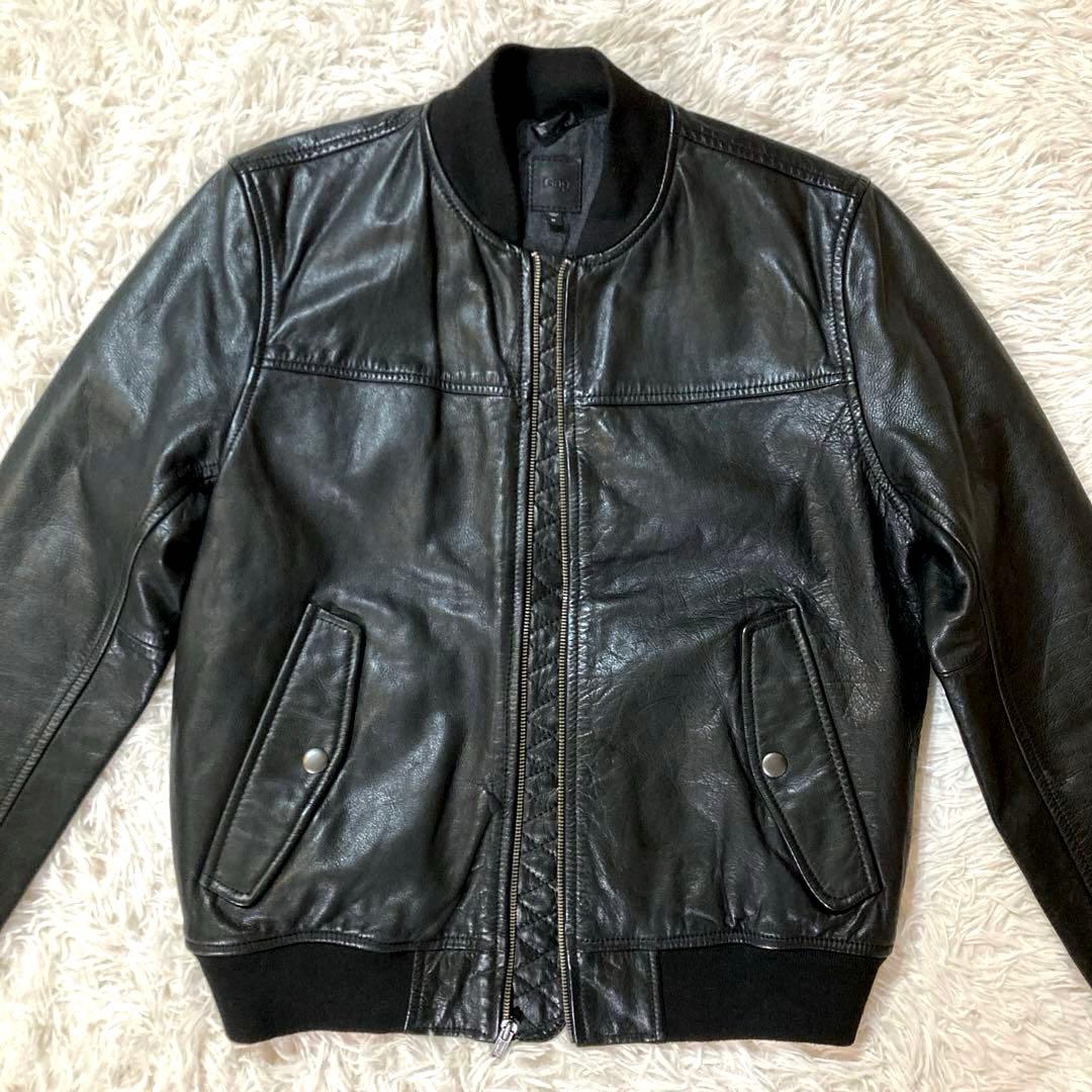 【OLD GAP】 カウレザー MA-1 人気ブラック　 L相当サイズ