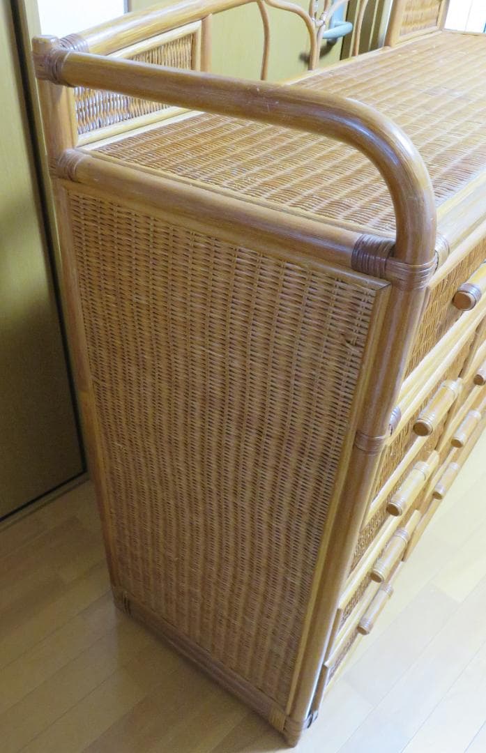 籐家具 　タンス 　５段　ビンテージ 　ヴィンテージ　古家具　籐ラック