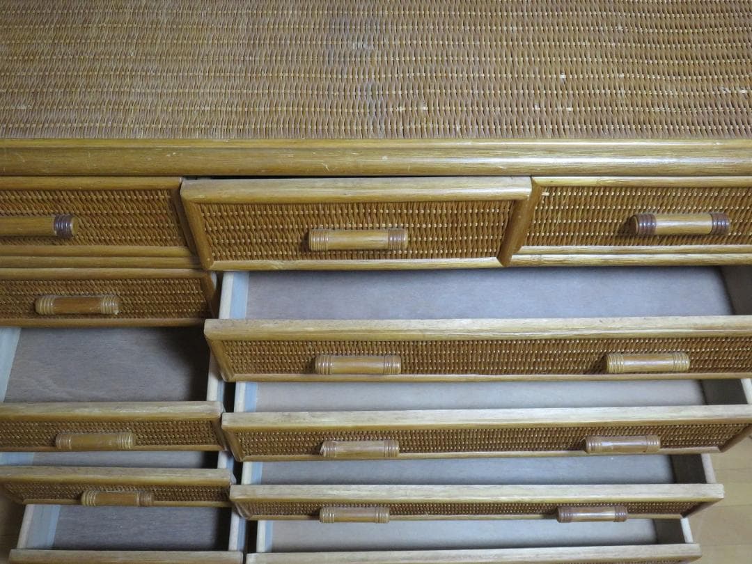 籐家具 　タンス 　５段　ビンテージ 　ヴィンテージ　古家具　籐ラック