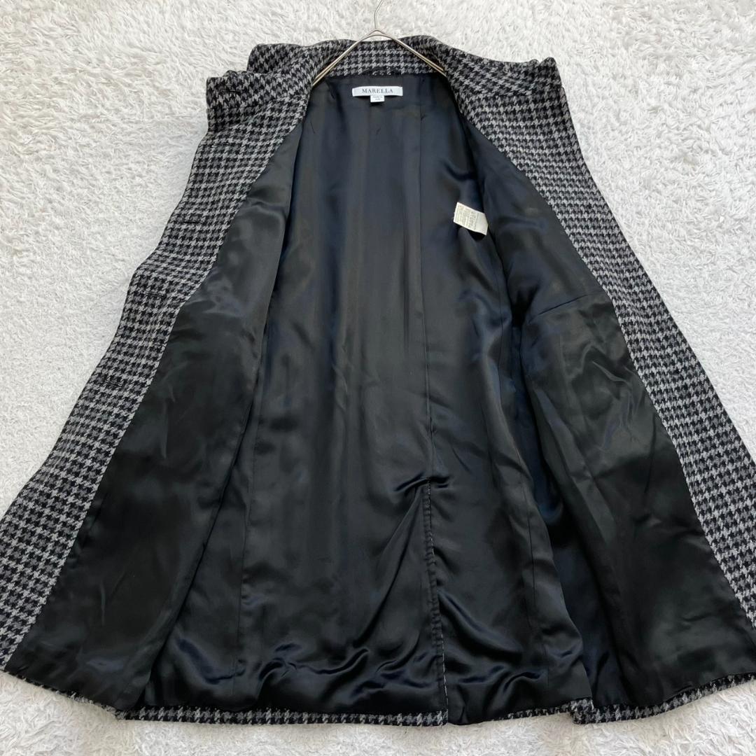 極美品✨マックスマーラ ロングコート 千鳥格子柄 大きいサイズ 42 XL 黒