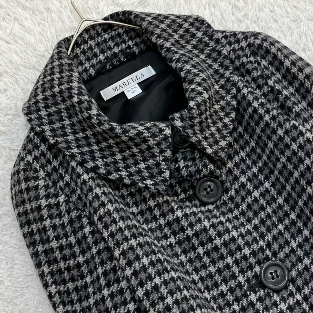 極美品✨マックスマーラ ロングコート 千鳥格子柄 大きいサイズ 42 XL 黒