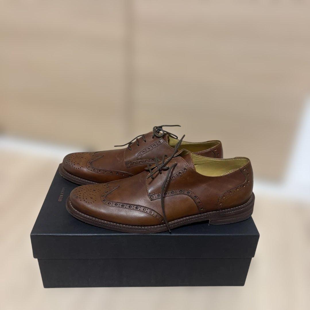 ブラウンレザー ウィングチップ ドレスシューズ