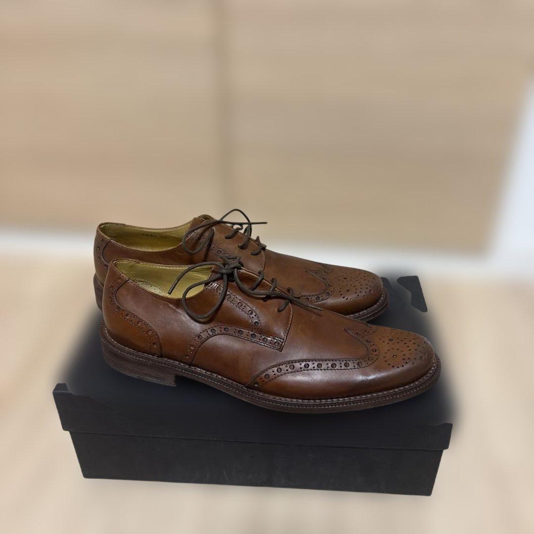 ブラウンレザー ウィングチップ ドレスシューズ