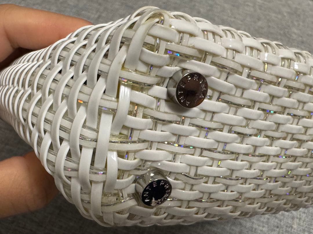 アンテプリマ　ワイヤーバッグ　ホワイト×シルバー