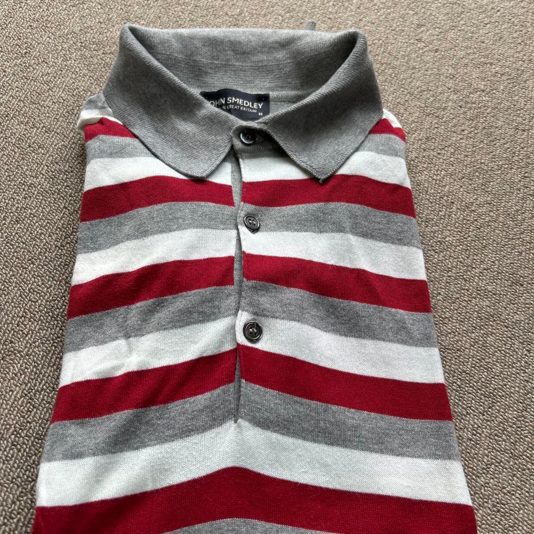 JOHN SMEDLEY ポロシャツ M 赤/グレー/白