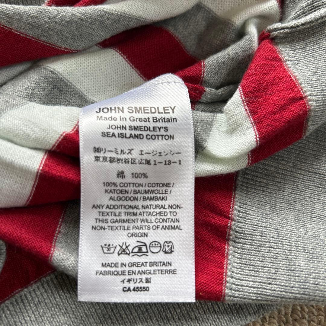 JOHN SMEDLEY ポロシャツ M 赤/グレー/白