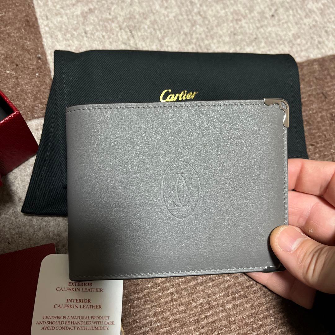 【 新品 未使用 】Cartier 二つ折り財布 グレー/ターコイズ